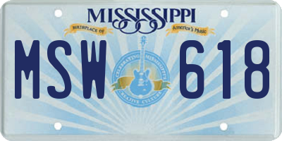 MS license plate MSW618