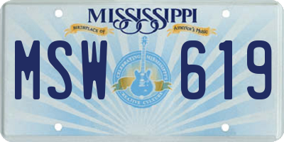MS license plate MSW619