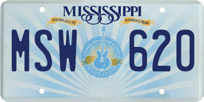 MS license plate MSW620