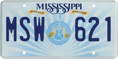MS license plate MSW621
