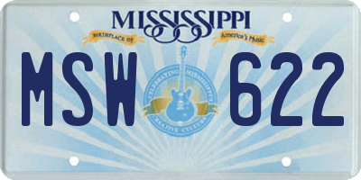 MS license plate MSW622