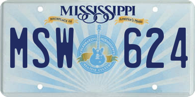 MS license plate MSW624
