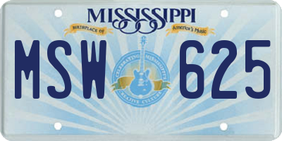 MS license plate MSW625