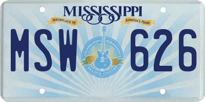 MS license plate MSW626