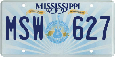 MS license plate MSW627