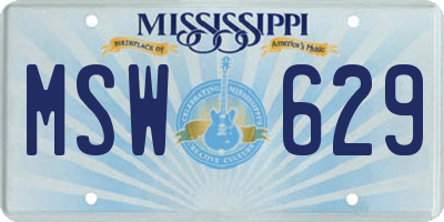 MS license plate MSW629
