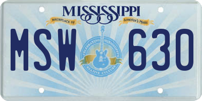 MS license plate MSW630