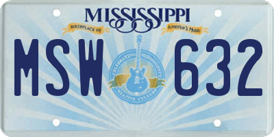 MS license plate MSW632