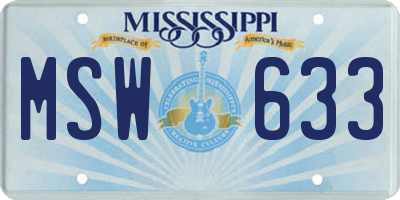 MS license plate MSW633