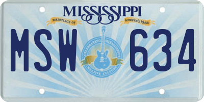 MS license plate MSW634