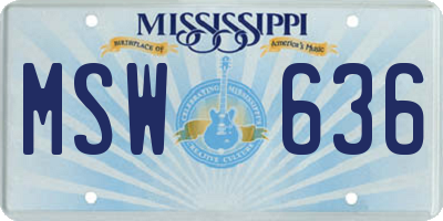 MS license plate MSW636