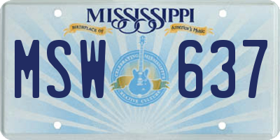 MS license plate MSW637
