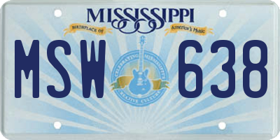 MS license plate MSW638