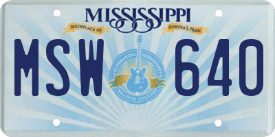 MS license plate MSW640