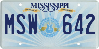 MS license plate MSW642