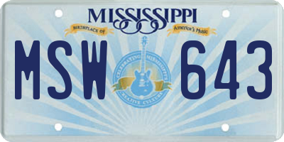 MS license plate MSW643