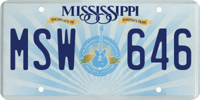 MS license plate MSW646