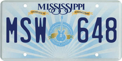 MS license plate MSW648
