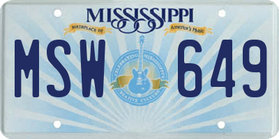 MS license plate MSW649