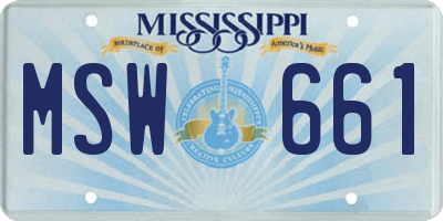 MS license plate MSW661
