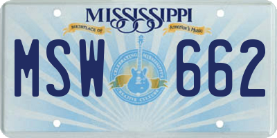 MS license plate MSW662