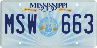 MS license plate MSW663
