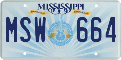 MS license plate MSW664