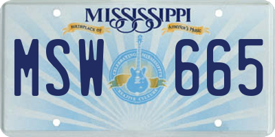 MS license plate MSW665