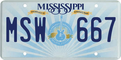 MS license plate MSW667