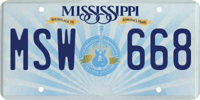 MS license plate MSW668