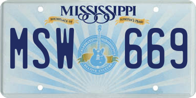 MS license plate MSW669