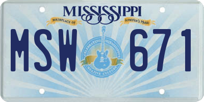 MS license plate MSW671