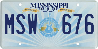 MS license plate MSW676