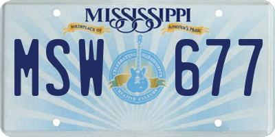 MS license plate MSW677