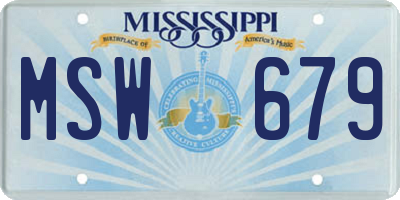 MS license plate MSW679