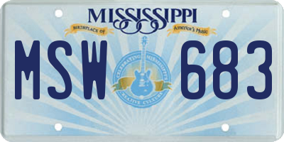 MS license plate MSW683