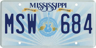 MS license plate MSW684