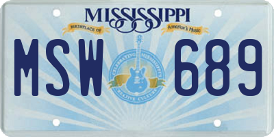 MS license plate MSW689