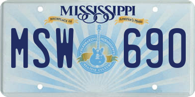 MS license plate MSW690