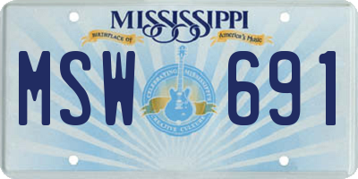 MS license plate MSW691