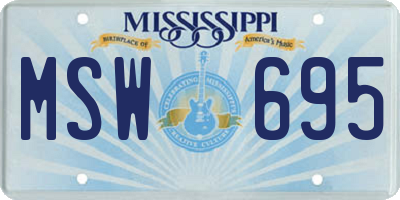 MS license plate MSW695