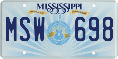 MS license plate MSW698