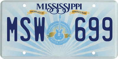 MS license plate MSW699