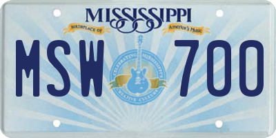 MS license plate MSW700