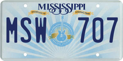MS license plate MSW707