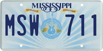 MS license plate MSW711
