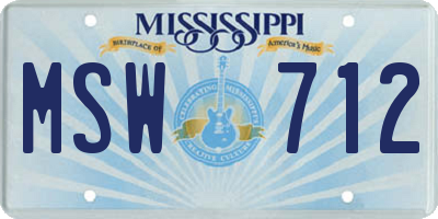 MS license plate MSW712