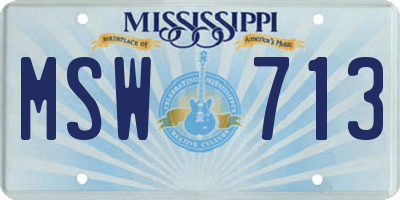 MS license plate MSW713