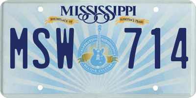 MS license plate MSW714