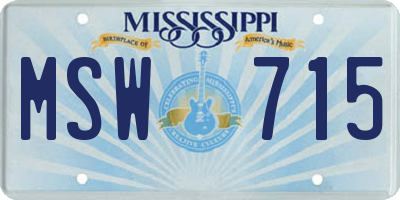 MS license plate MSW715